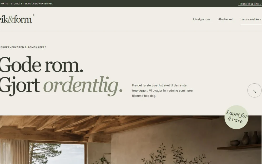 Desktop version of the Norwegian Eik & Form demo